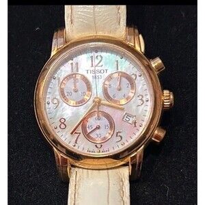 Pre-Owned Tissot Rose Gold and Ivory MOP Chronograph Watch